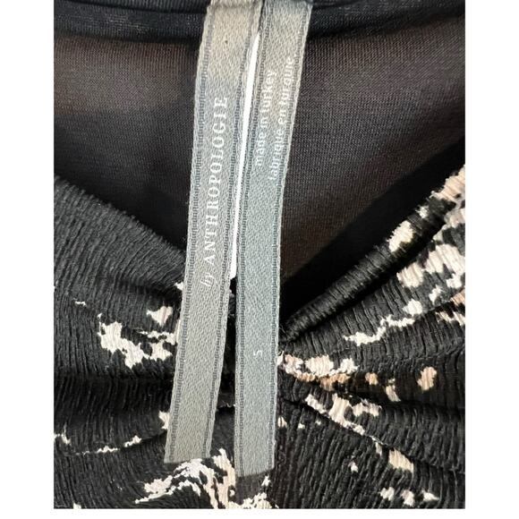 Anthropologie Sweetheart Neckline Black Motif floral Printed Crop Blouse - Picture 9 of 12